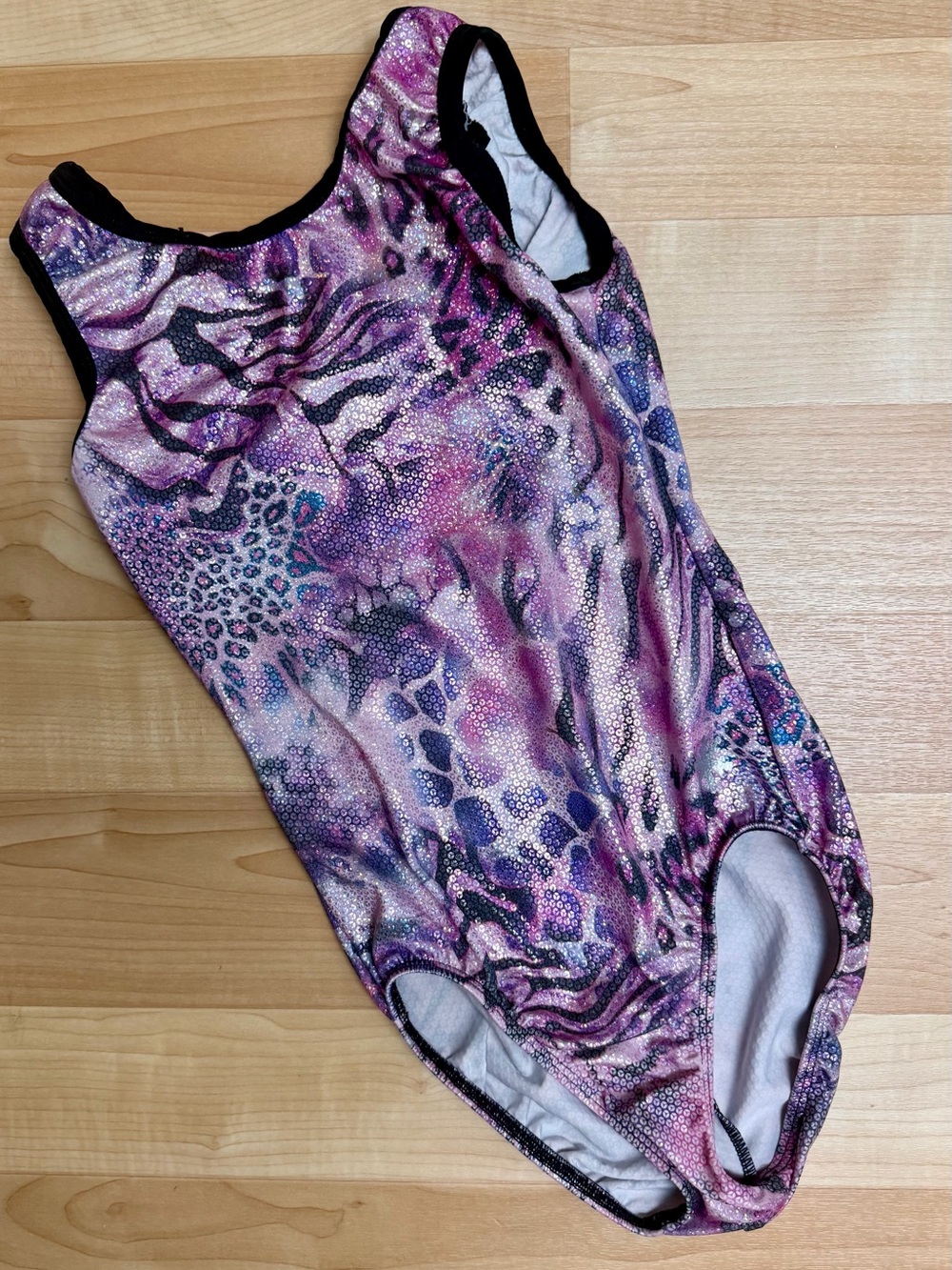 Snowflake Designs Adult S Leotard Purple Animal Print Sparkle